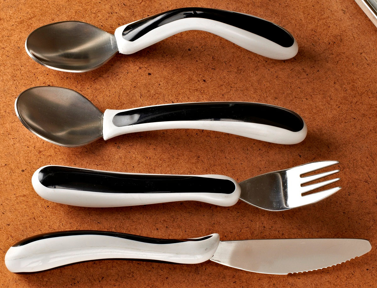 Kura Care Adult Cutlery Set - Black / White